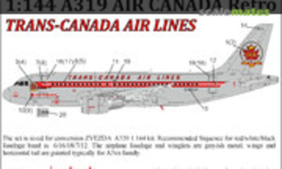1:144 A319 Trans-Canada Air Lines Retro of AIR CANADA (UpRise Decal URC14424) URC14424