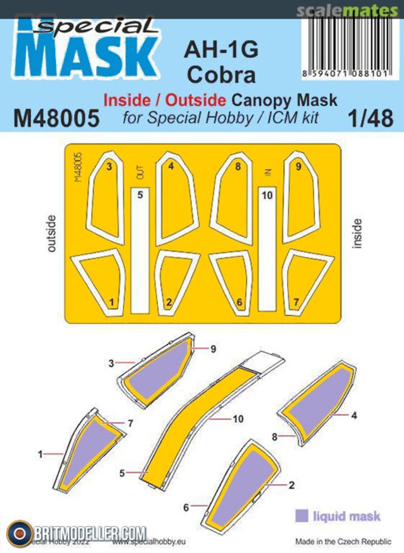 Boxart AH-1G Cobra Inside / Outside Canopy Mask M48005 Special Mask