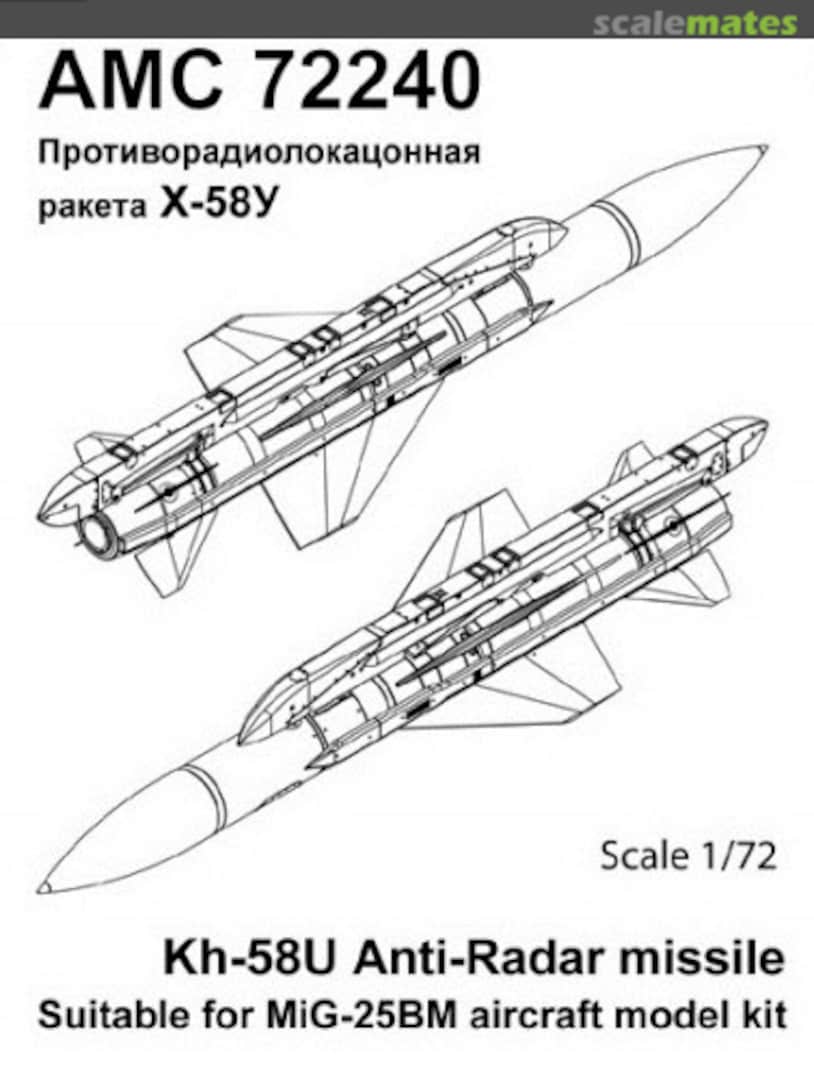 Boxart Kh-58U Anti-Radar missile with AKU-58 (set contains two Kh-58U missiles and two AKU-58 launcher) AMC 72240 Amigo Models Boxart Kh-58U Anti-Radar missile with AKU-58 (set contains two Kh-58U missiles and two AKU-58 launcher) AMC 72240 Amigo Models