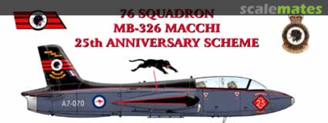 Boxart 76 Squadron MB-326 Macchi 25th Anniversary Scheme AAF-011 Hawkeye Models Boxart 76 Squadron MB-326 Macchi 25th Anniversary Scheme AAF-011 Hawkeye Models