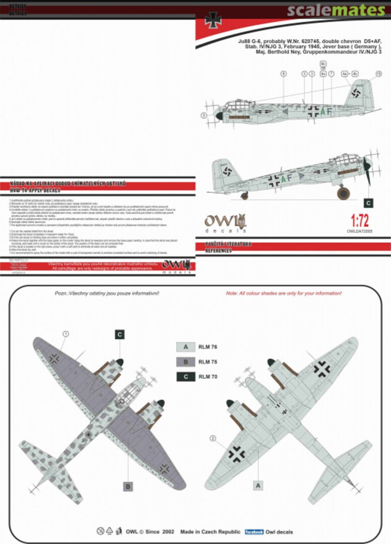 Boxart Ju 88G-6 D5+AF Maj. Berthold Ney OWLDA72005 OWL Boxart Ju 88G-6 D5+AF Maj. Berthold Ney OWLDA72005 OWL