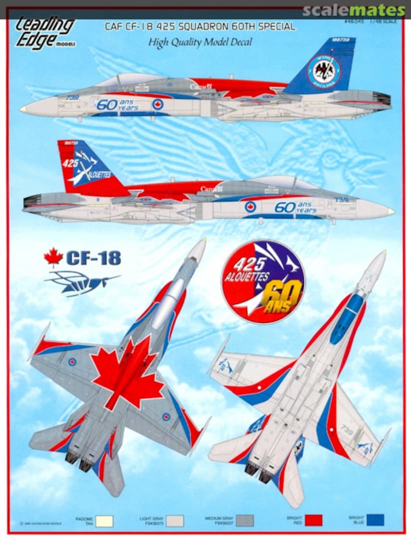 Boxart CAF CF-18 425 Squadron 60th Special 72.45 Leading Edge Boxart CAF CF-18 425 Squadron 60th Special 72.45 Leading Edge