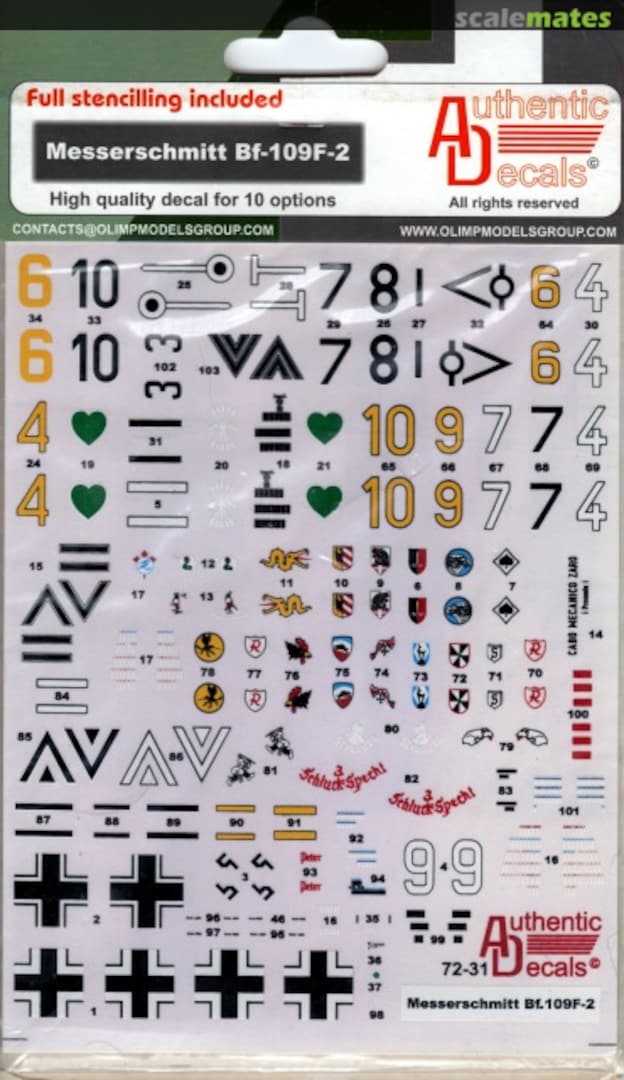 Boxart Messerschmitt Bf 109 F-2 72-31 Authentic Decals