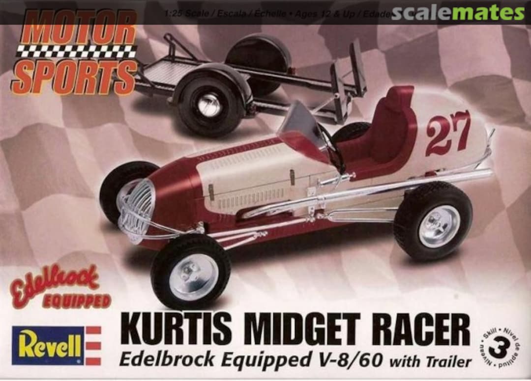 Boxart Kurtis Midget Racer Edelbrock Equipped V-8/60 with trailer 85-4249 Revell