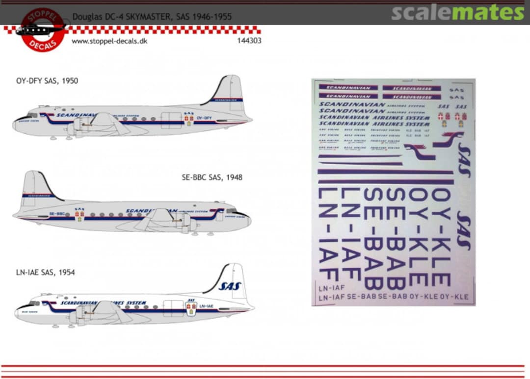 Boxart Douglas DC-4 Skymaster, SAS 144303 Stoppel Decals Boxart Douglas DC-4 Skymaster, SAS 144303 Stoppel Decals