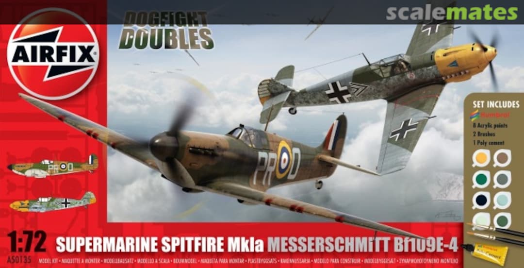 Boxart Supermarine Spitfire MkIA / Messerschmitt Bf109E-4 A50135 Airfix Boxart Supermarine Spitfire MkIA / Messerschmitt Bf109E-4 A50135 Airfix