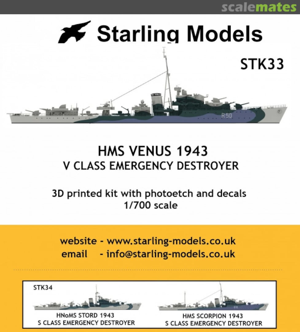 Boxart HMS Venus 1943 STK33 Starling Models Boxart HMS Venus 1943 STK33 Starling Models