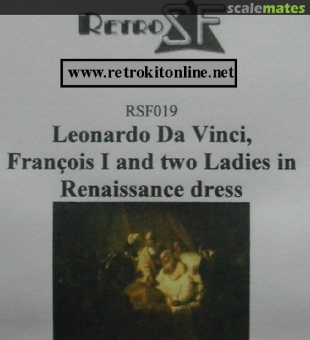 Boxart Leonardo Da Vinci, Francois I and two ladies in Renaissance dress RSF019 RetroSF Boxart Leonardo Da Vinci, Francois I and two ladies in Renaissance dress RSF019 RetroSF
