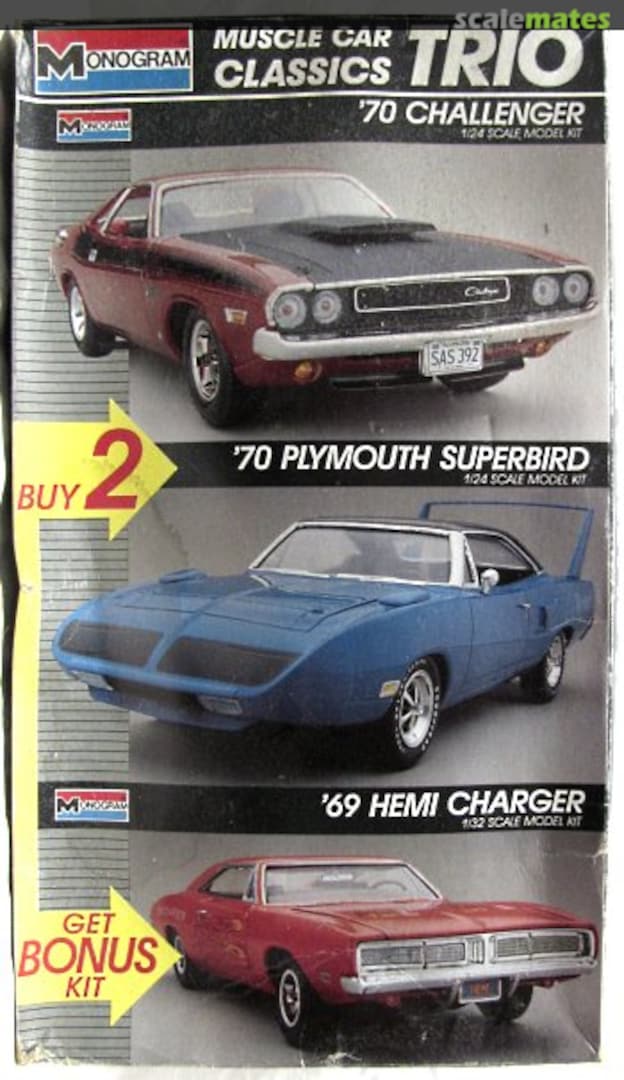 Boxart '70 Challenger, '70 Plymouth Superbird & '69 Hemi Charger 6096 Monogram