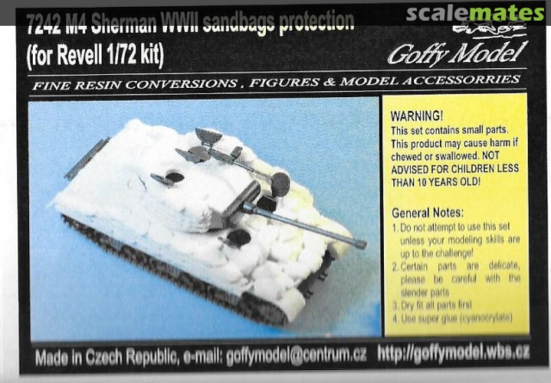 Boxart Sherman WWII sandbags protection 7242 Goffy Model Boxart Sherman WWII sandbags protection 7242 Goffy Model