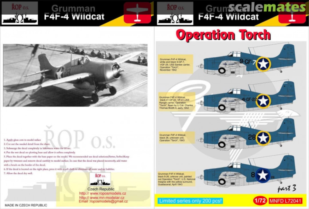 Boxart GRUMMAN F4F-4 WILDCAT - OPERATION TORCH MNFDL72041 ROP o.s. Boxart GRUMMAN F4F-4 WILDCAT - OPERATION TORCH MNFDL72041 ROP o.s.