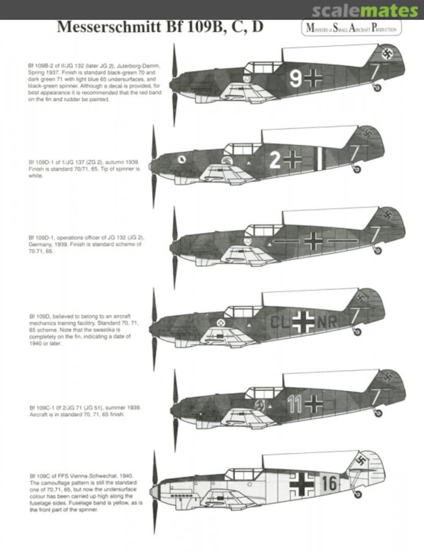 Contents Messerschmitt Bf 109 B, C, D 4807 Ministry of Small Aircraft Production Contents Messerschmitt Bf 109 B, C, D 4807 Ministry of Small Aircraft Production