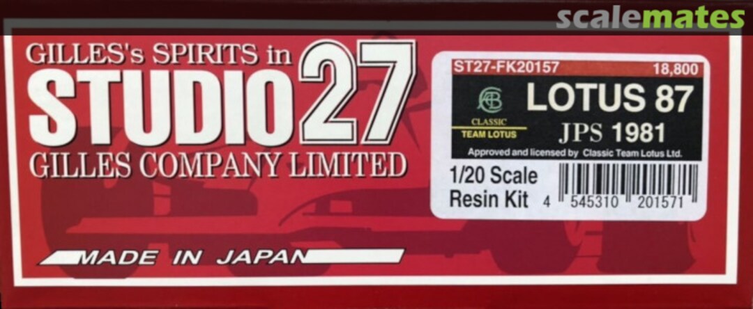 Boxart Lotus 87 "JPS" (1981) ST27-FK20157 Studio27 Boxart Lotus 87 "JPS" (1981) ST27-FK20157 Studio27