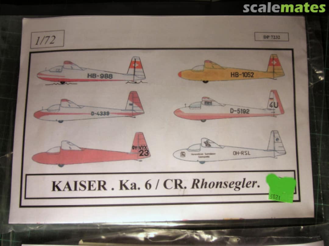 Boxart Kaiser Ka-6CR Rhönsegler DP7232 Dujin