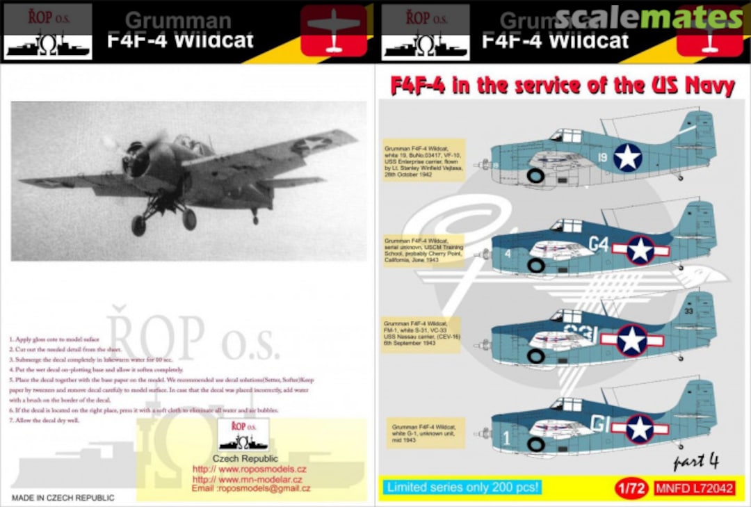 Boxart GRUMMAN F4F-4 WILDCAT - F4F-4 IN THE SERVICE OF THE US NAVY MNFDL72042 ROP o.s. Boxart GRUMMAN F4F-4 WILDCAT - F4F-4 IN THE SERVICE OF THE US NAVY MNFDL72042 ROP o.s.