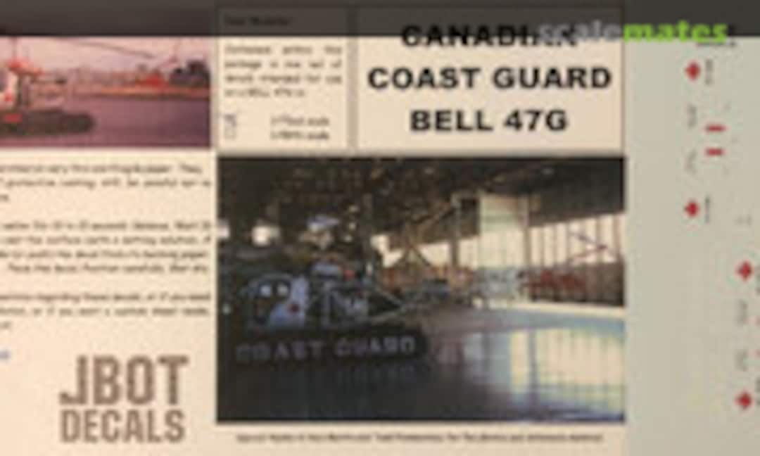 1:72 Canadian Coast Guard Bell 47G (JBOT Decals 072-98-01) 072-98-01