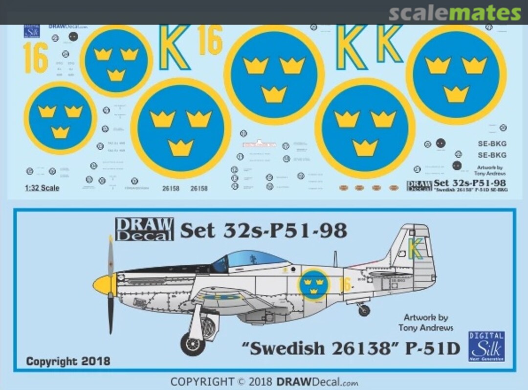 Boxart “Swedish 26158” SE-BKG P-51D 32-P51-98 Draw Decal Boxart “Swedish 26158” SE-BKG P-51D 32-P51-98 Draw Decal