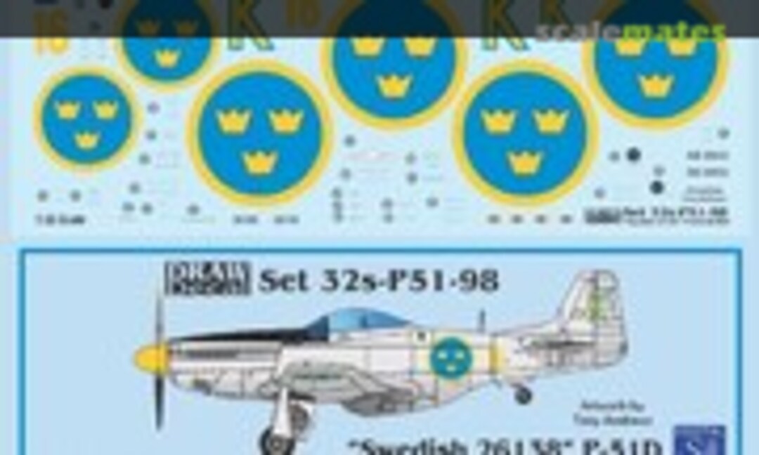 1:32 “Swedish 26158” SE-BKG P-51D (Draw Decal 32-P51-98) 32-P51-98