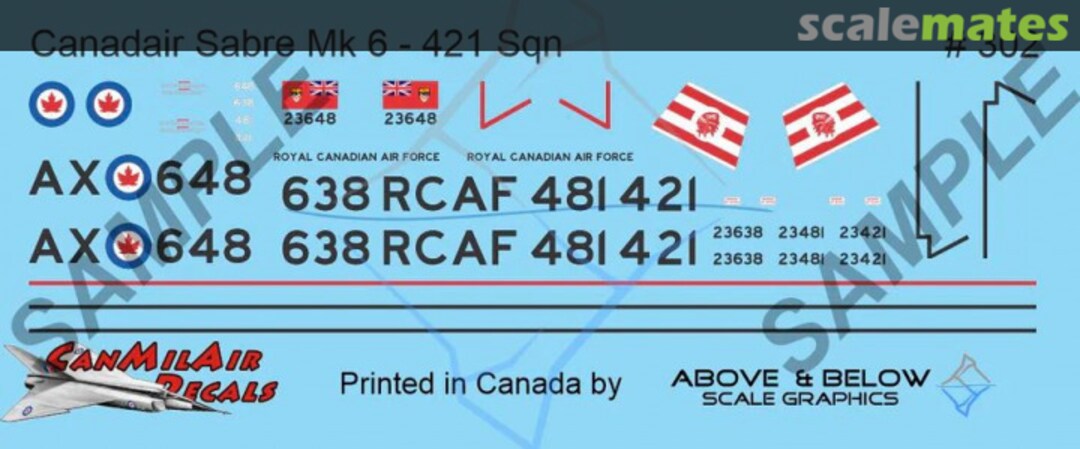 Boxart Canadair Sabre Mk. 6 302 Above & Below Graphics