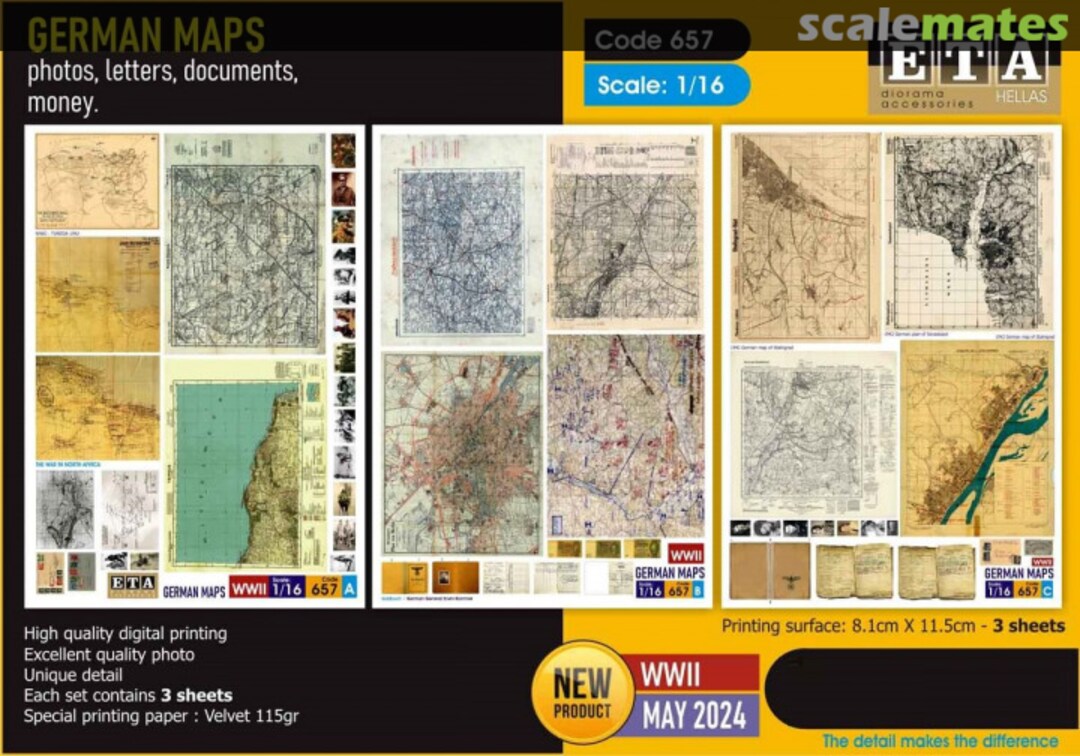 Boxart German Maps WWII - Photos, Letters, Documents, Money (3 Sheets) 657 ETA Diorama Accessories Boxart German Maps WWII - Photos, Letters, Documents, Money (3 Sheets) 657 ETA Diorama Accessories