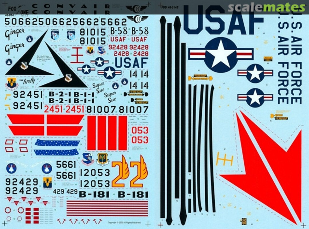 Boxart B-58 Hustlers 48-014 Fox One Decals