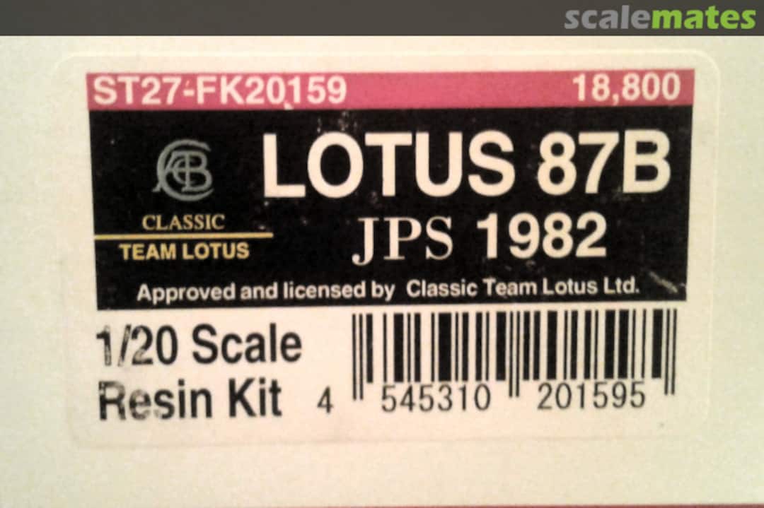Boxart Lotus 87B "JPS" (1982) ST27-FK20159 Studio27 Boxart Lotus 87B "JPS" (1982) ST27-FK20159 Studio27