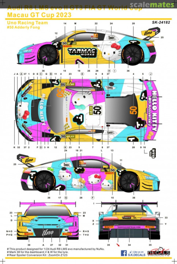 Boxart Audi R8 LMS Evo II GT3 FIA GT World Cup Macau GT Cup 2023 SK-24182 SK Decals