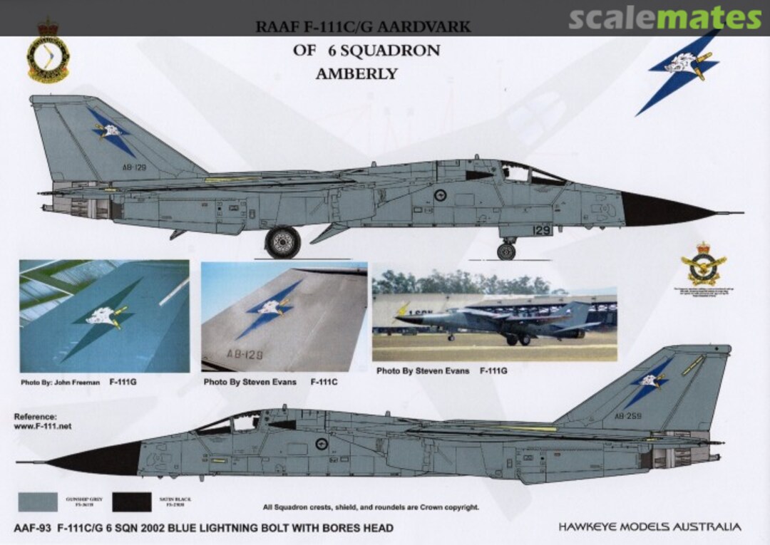 Boxart RAAF F-111C/G, 6 Sqn. Blue Lightning Bolt with Boars Head AAF-093 Hawkeye Models Boxart RAAF F-111C/G, 6 Sqn. Blue Lightning Bolt with Boars Head AAF-093 Hawkeye Models