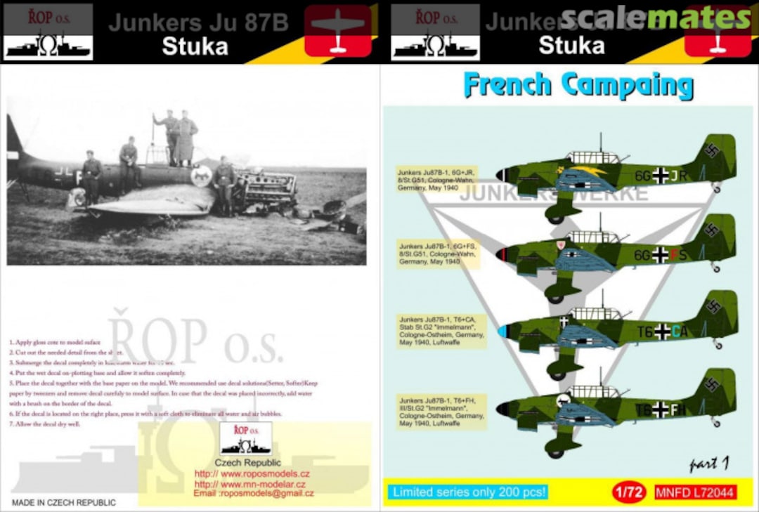 Boxart JUNKERS JU 87B STUKA - FRENCH CAMPAIGN MNFDL72044 ROP o.s. Boxart JUNKERS JU 87B STUKA - FRENCH CAMPAIGN MNFDL72044 ROP o.s.