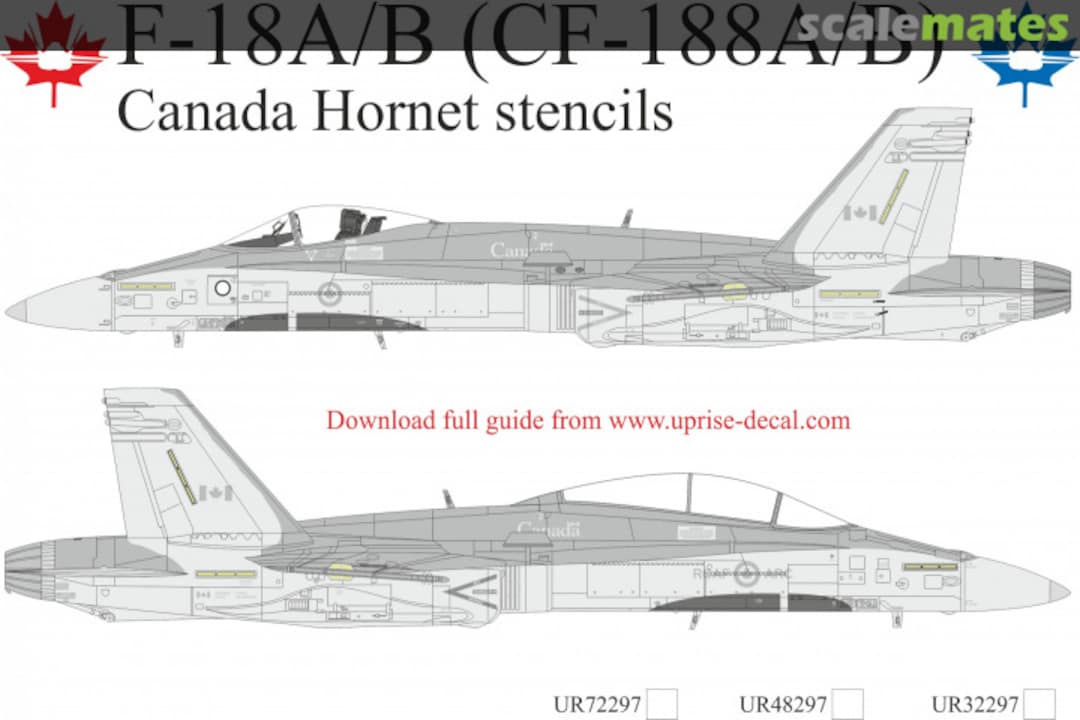 Boxart F-18A/B (CF-188A/B) Hornet Canada stencils UR72297 UpRise Decal Boxart F-18A/B (CF-188A/B) Hornet Canada stencils UR72297 UpRise Decal