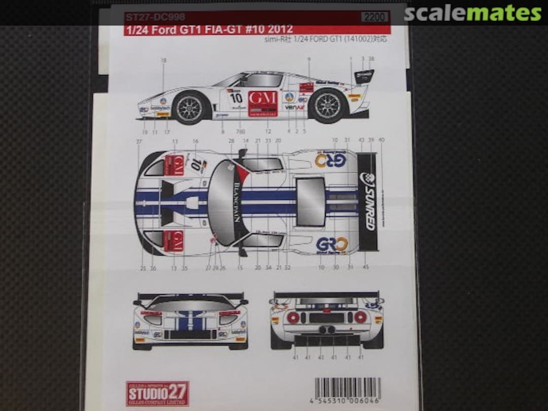 Boxart Ford GT1 FIA-GT 2012 Spare Decal ST27-DC998 Studio27 Boxart Ford GT1 FIA-GT 2012 Spare Decal ST27-DC998 Studio27