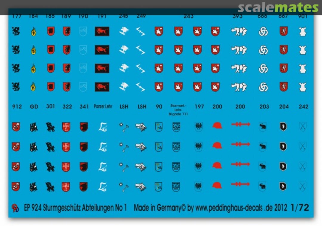 Boxart Stug Batteries unit markings No 1 EP 924 Peddinghaus-Decals Boxart Stug Batteries unit markings No 1 EP 924 Peddinghaus-Decals