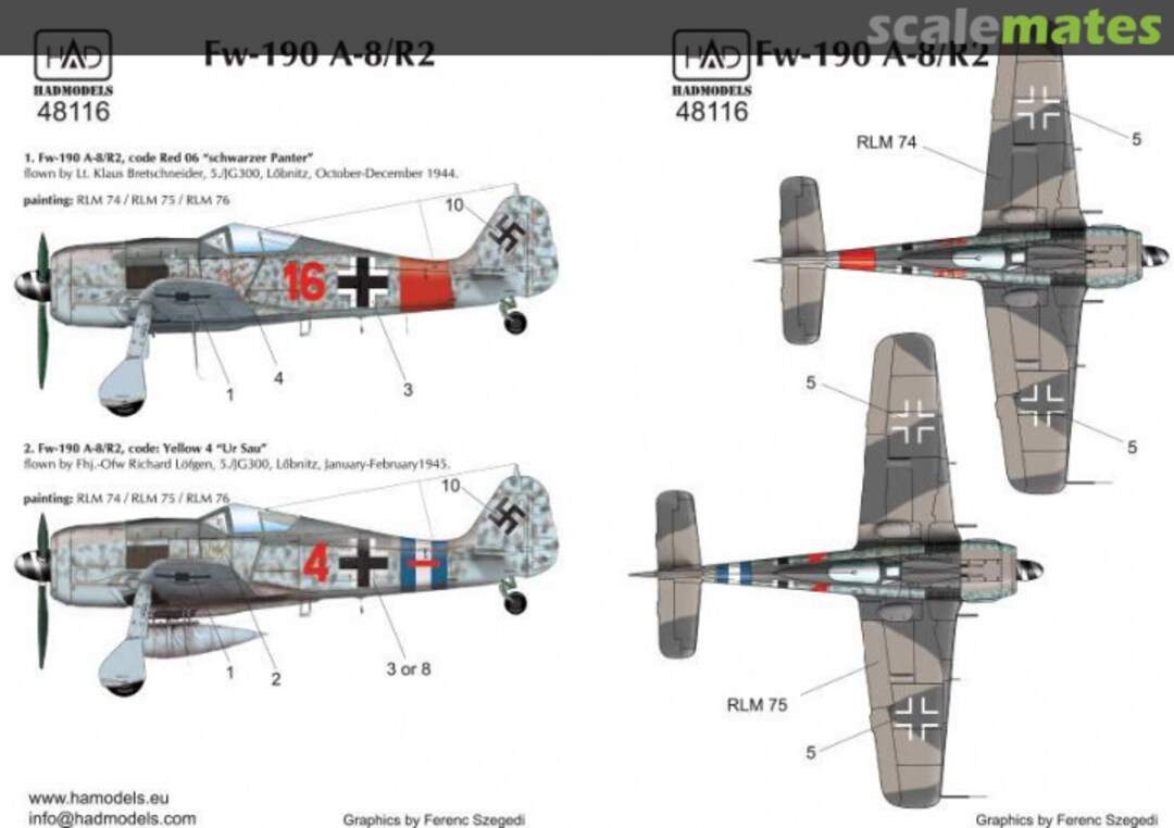 Boxart Focke-Wulf FW-190 A-8/R2 Red 48116 HADmodels 