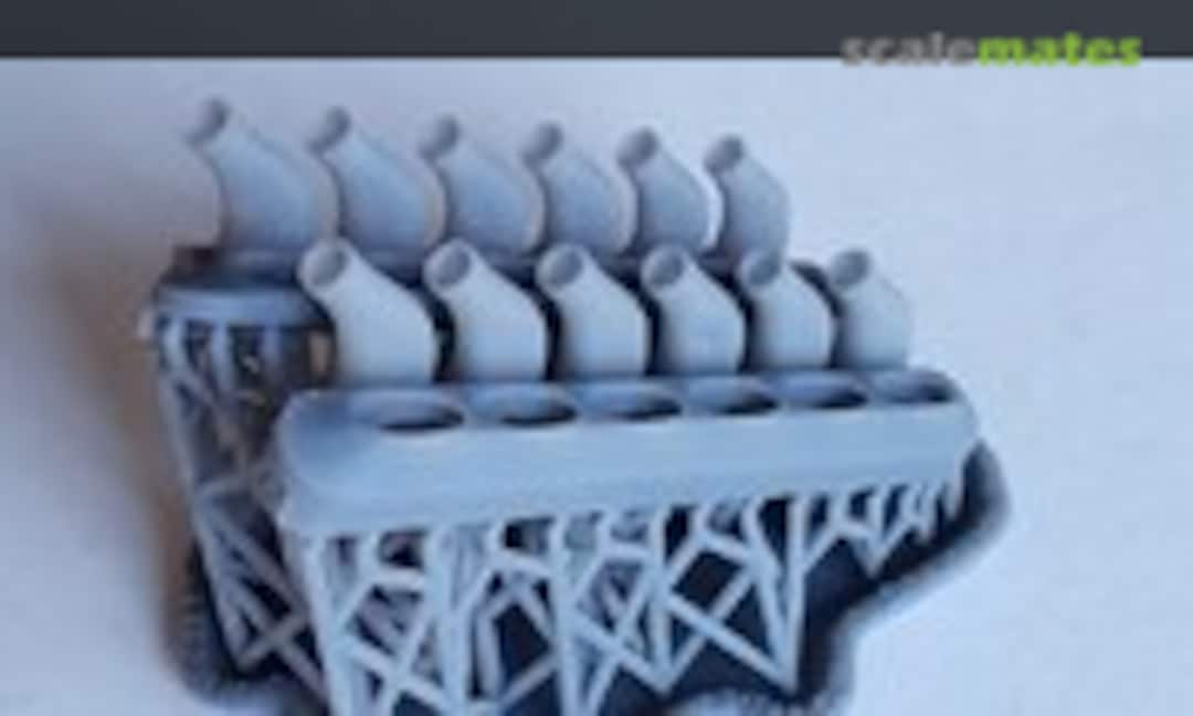 1:18 P-51 Mustang Exhausts, with Shrouds (Model Monkey 18-P51-exhausts-shrd) 18-P51-exhausts-shrd