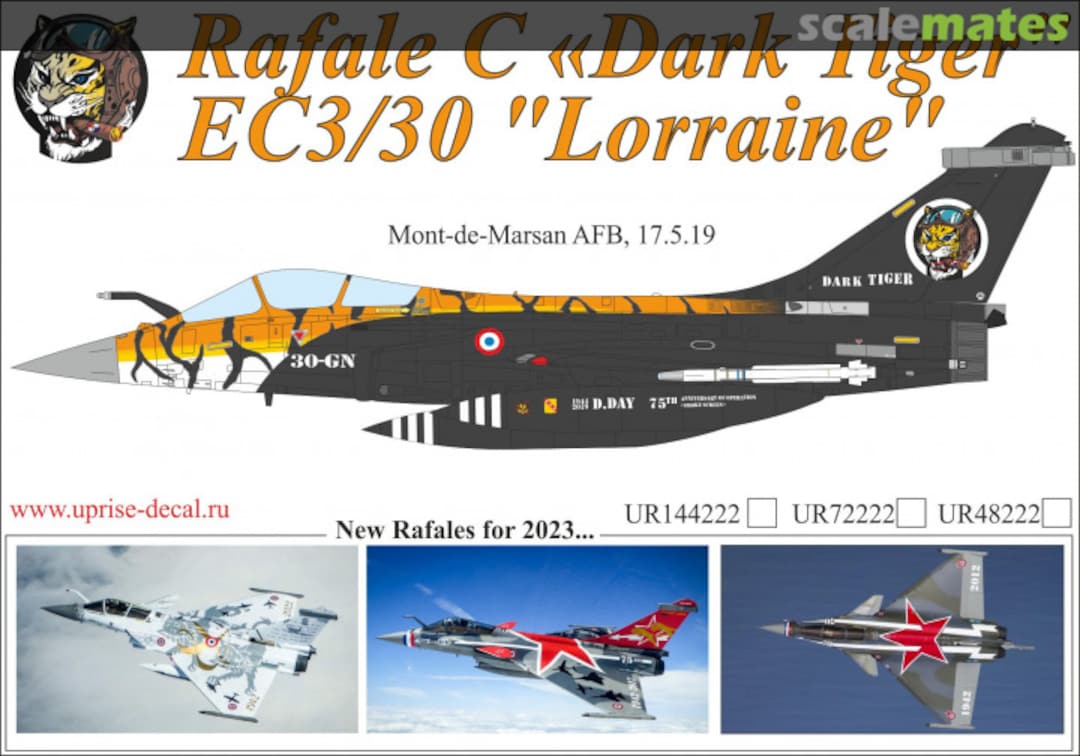 Boxart Rafale C "Dark Tiger" with masks set UR72222 UpRise Decal Boxart Rafale C "Dark Tiger" with masks set UR72222 UpRise Decal