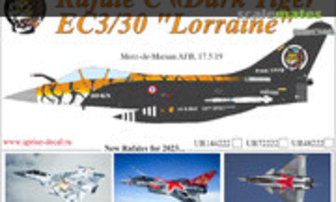 1:72 Rafale C "Dark Tiger" with masks set (UpRise Decal UR72222) UR72222