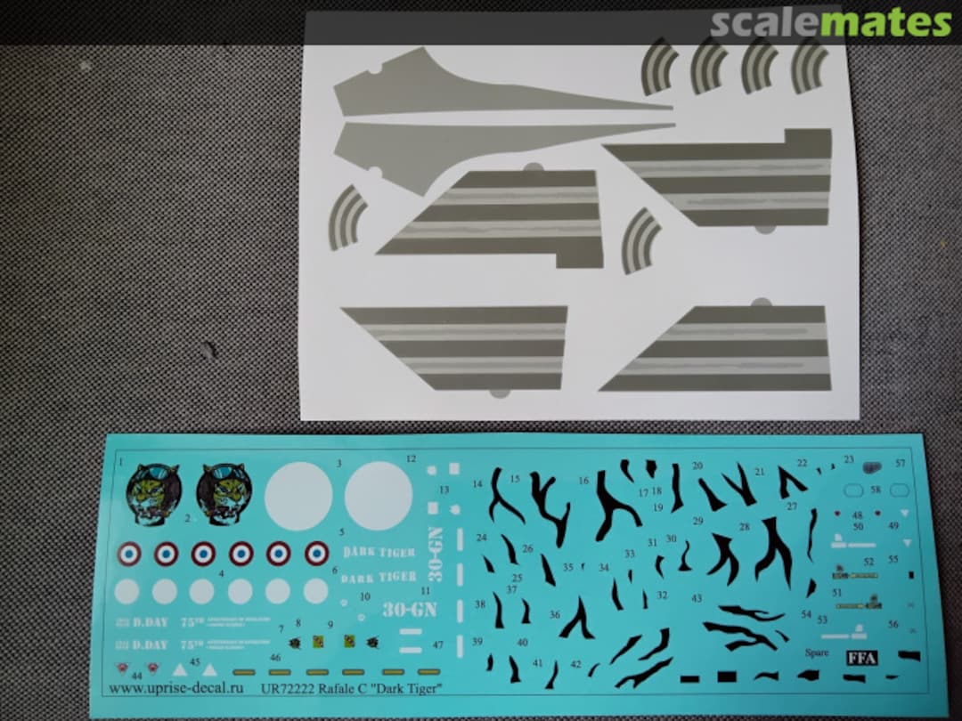 Contents Rafale C "Dark Tiger" with masks set UR72222 UpRise Decal Contents Rafale C "Dark Tiger" with masks set UR72222 UpRise Decal