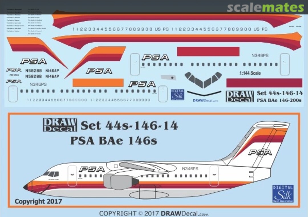 Boxart PSA BAe146s 44-146-14 Draw Decal Boxart PSA BAe146s 44-146-14 Draw Decal