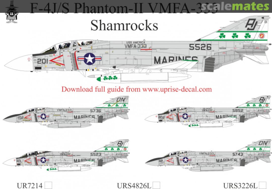 Boxart F-4J/S Phantom-II VMFA-333 Shamrocks without stencils URS4826L UpRise Decal Boxart F-4J/S Phantom-II VMFA-333 Shamrocks without stencils URS4826L UpRise Decal