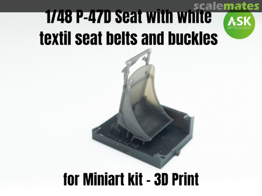 Boxart P-47D Seat with white textil seat belts and buckles 200-A48007 ASK Boxart P-47D Seat with white textil seat belts and buckles 200-A48007 ASK
