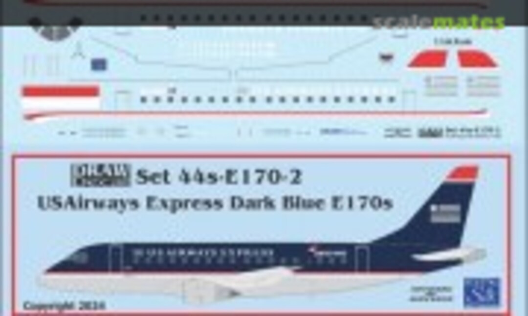 1:144 USAirways Express Dark Blue Embraer 170s (Draw Decal 44-E170-2) 44-E170-2