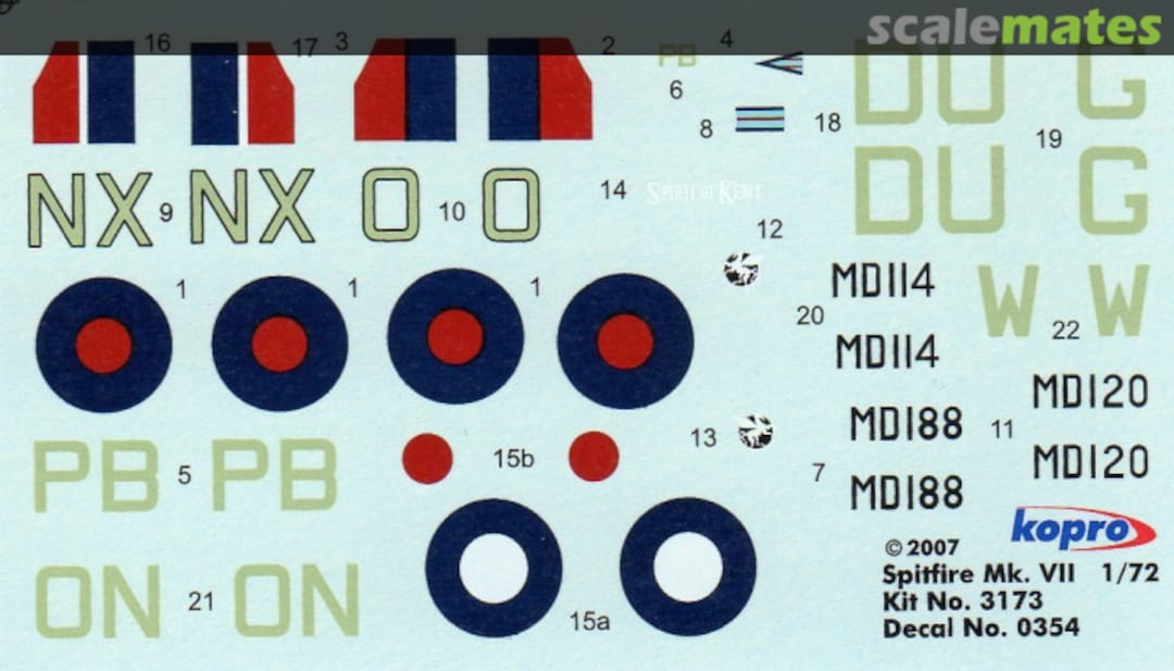 Boxart Supermarine Spitfire F Mk.VII 3173 Kopro Boxart Supermarine Spitfire F Mk.VII 3173 Kopro