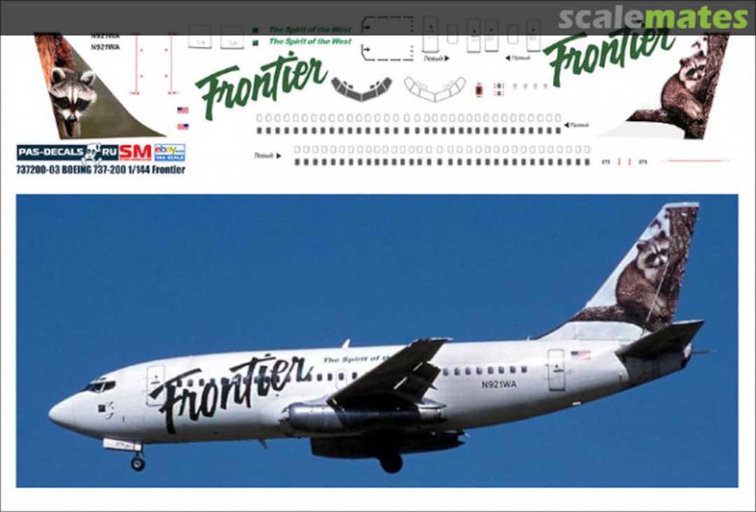 Boxart Boeing 737-200 Frontier 737200-03 Pas Decals Boxart Boeing 737-200 Frontier 737200-03 Pas Decals
