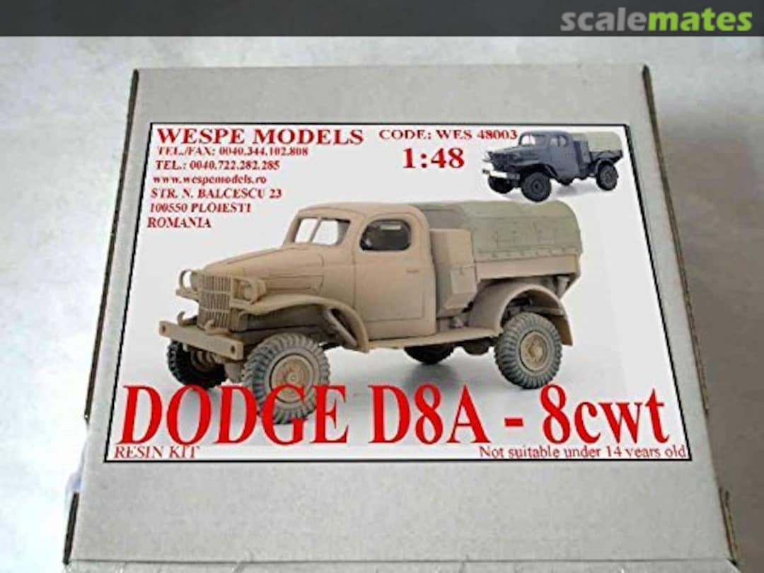 Boxart Dodge D8A - 8cwt WES 48003 Wespe Models Boxart Dodge D8A - 8cwt WES 48003 Wespe Models