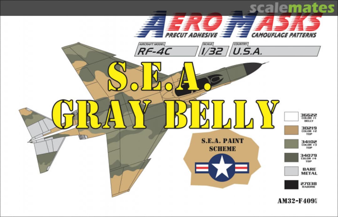 Boxart RF-4C USA SEA Paint Scheme SEA Gray Belly AM32-F409 AeroMasks Boxart RF-4C USA SEA Paint Scheme SEA Gray Belly AM32-F409 AeroMasks