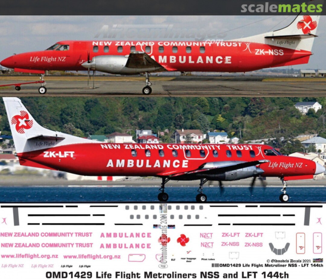 Boxart Life Flight Metroliners NSS and LFT OMD1429 Oldmodels Decals