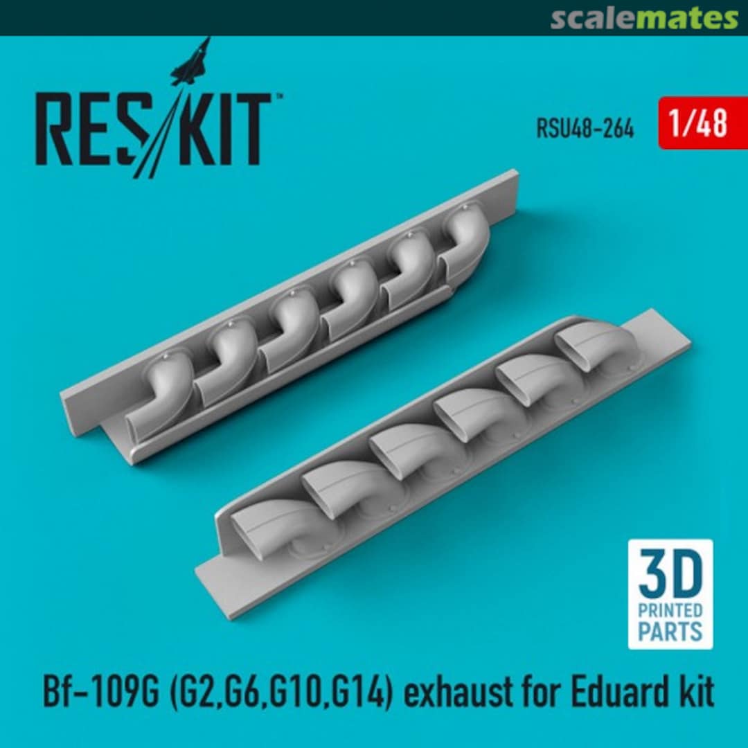 Boxart Bf-109G (G2/G6/G10/G14) - 3D printing exhaust (Eduard) RSU48-0264 ResKit Boxart Bf-109G (G2/G6/G10/G14) - 3D printing exhaust (Eduard) RSU48-0264 ResKit