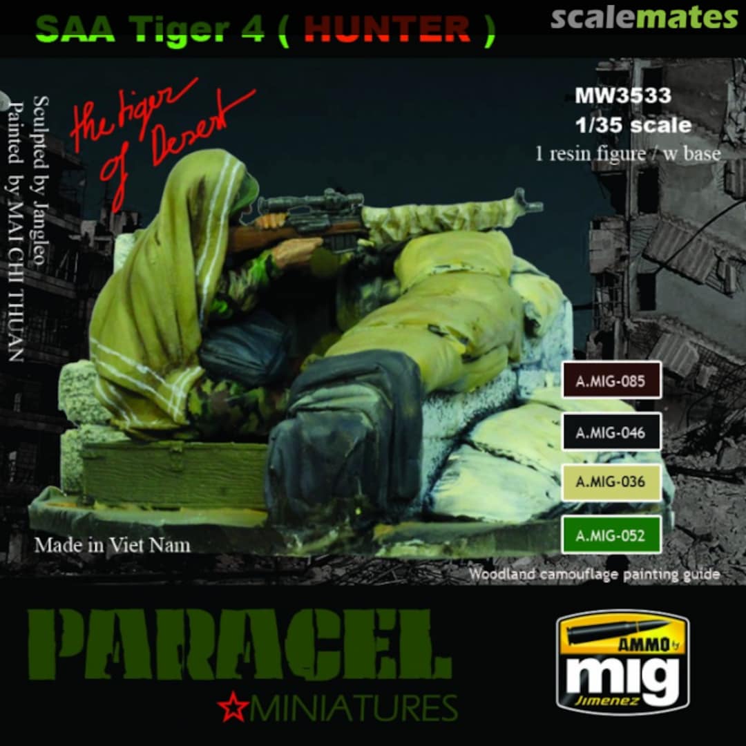 Boxart SAA Tiger 4 (Hunter) with base MW3533 Paracel Miniatures Boxart SAA Tiger 4 (Hunter) with base MW3533 Paracel Miniatures