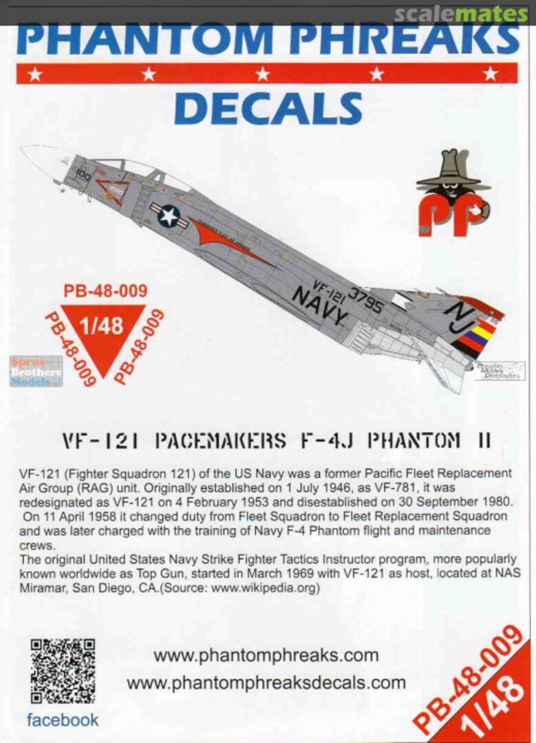 Boxart VF-121 Pacemakers F-4J Phantom II PB-48-009 Phantom Phreaks Decals Boxart VF-121 Pacemakers F-4J Phantom II PB-48-009 Phantom Phreaks Decals