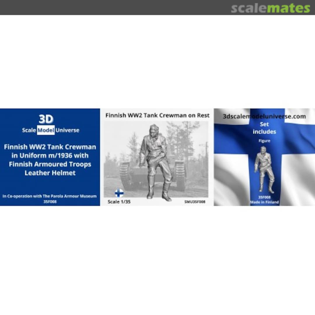 Boxart Finnish WW2 Tank Crewman on Rest SMU35F008 3D Scale Model Universe Boxart Finnish WW2 Tank Crewman on Rest SMU35F008 3D Scale Model Universe